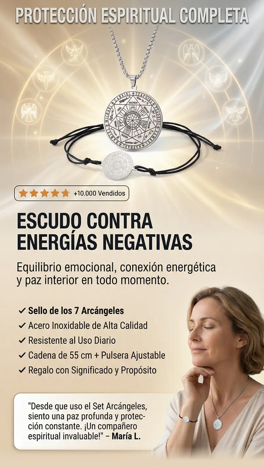 Sello 7 Arcángeles + Pulsera + cordón cuero